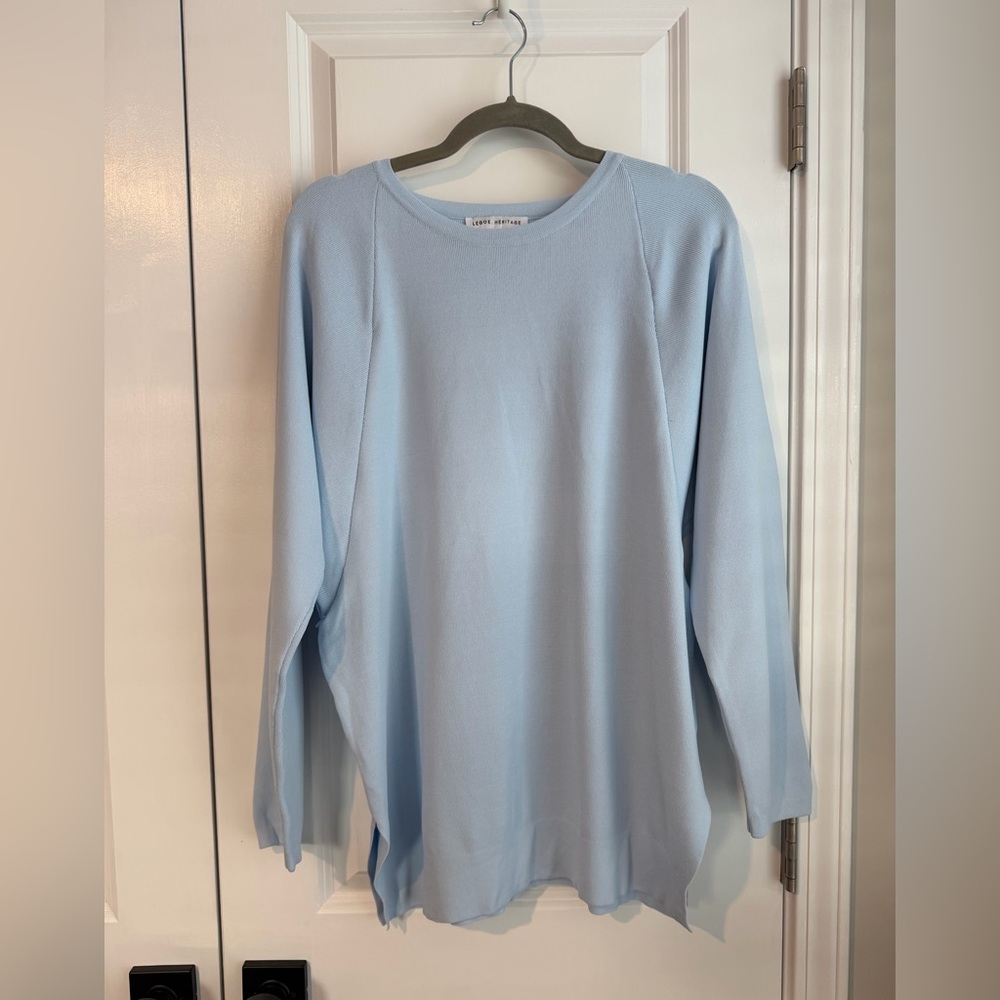 Legoe Heritage Women’s Crepe Knit Nursing Sweater Ice Blue Size 0=Small